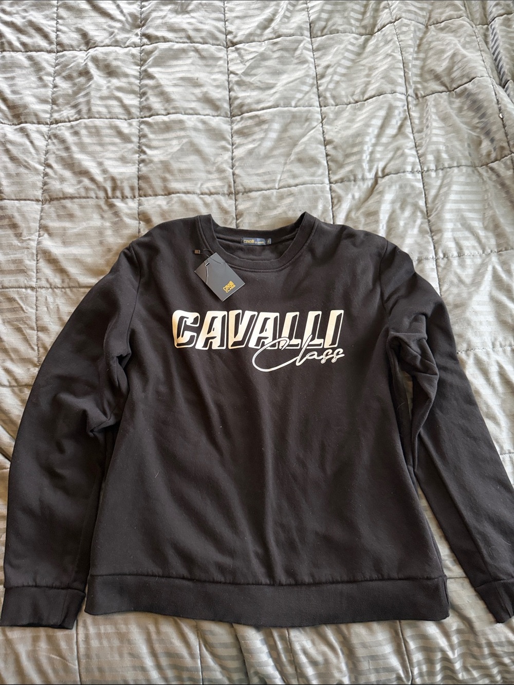 Cavalli Class Black Sweatshirt with White Logo XL